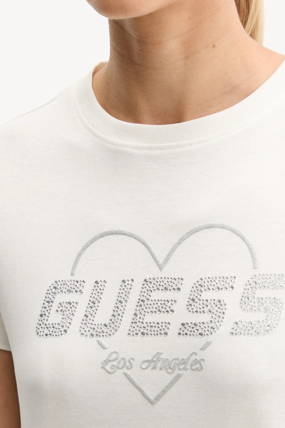 Бавовняна футболка Guess NARCISO V5GI10.K9RM1 бежевий