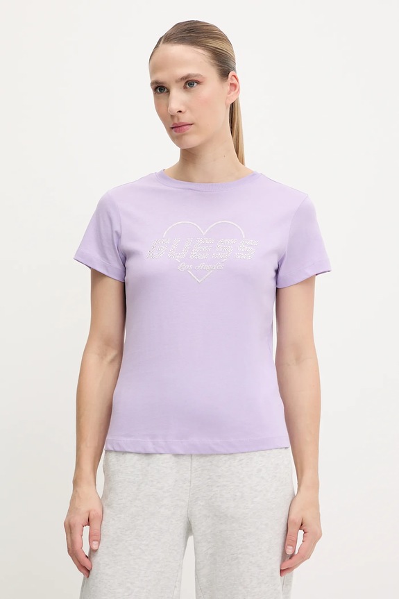 Guess pamut póló NARCISO pamut lila V5GI10.K9RM1