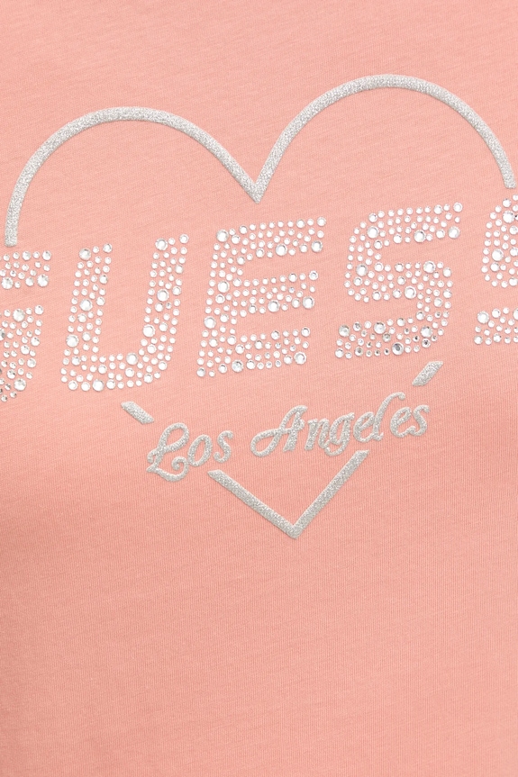 Βαμβακερό μπλουζάκι Guess NARCISO V5GI10.K9RM1 πορτοκαλί