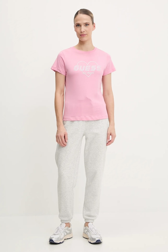 Guess pamut póló NARCISO V5GI10.K9RM1 rózsaszín SS26