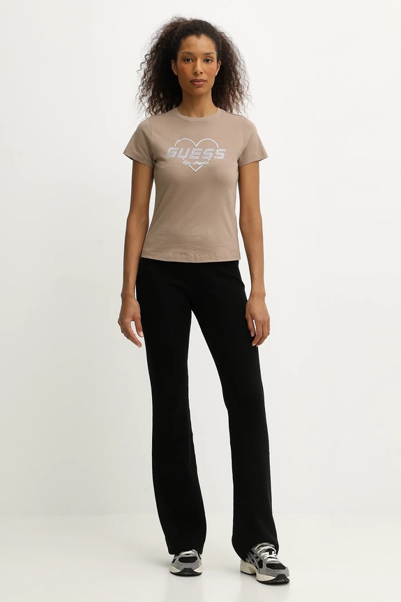 Guess t-shirt bawełniany NARCISO V5GI10.K9RM1 beżowy SS26