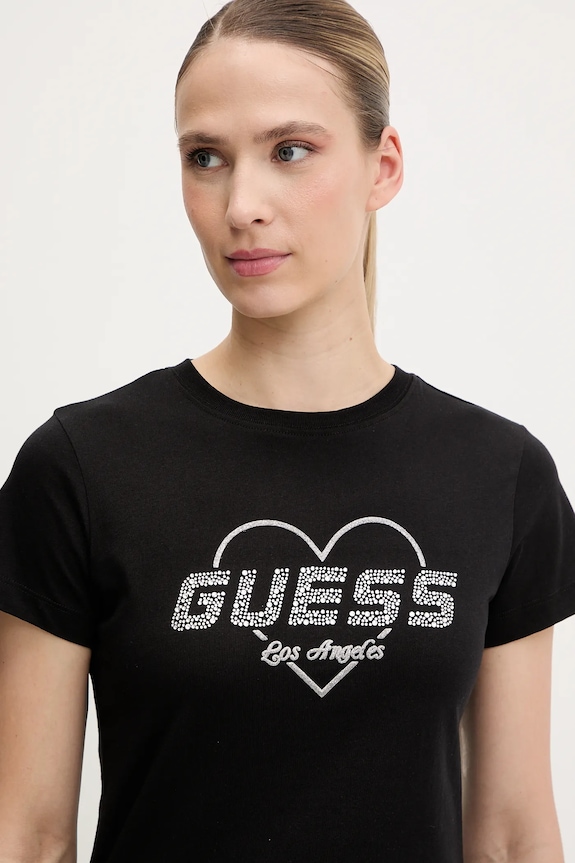 Bavlnené tričko Guess NARCISO čierna V5GI10.K9RM1