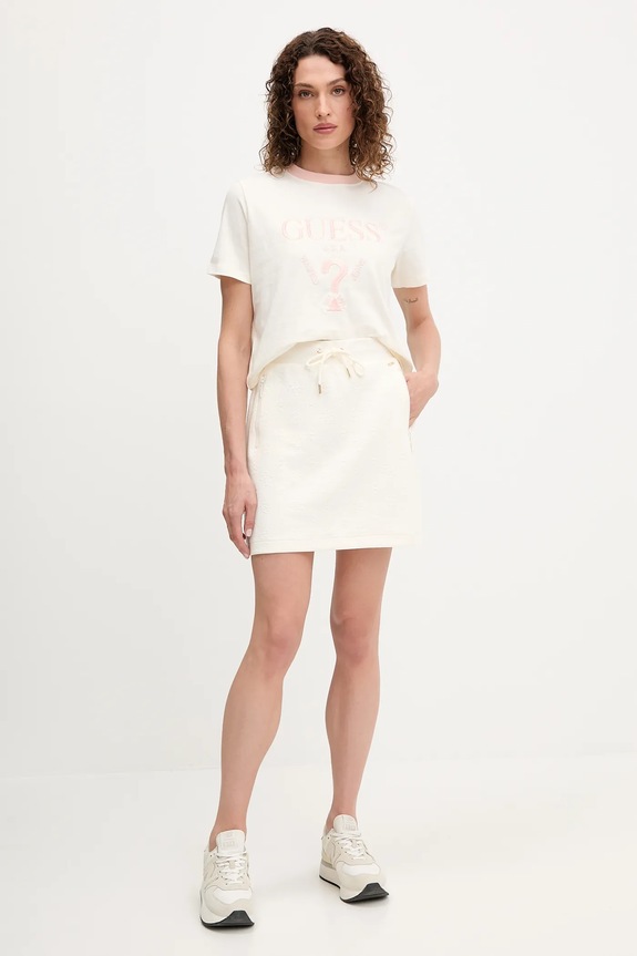 Guess t-shirt bawełniany FILANTA V5GI18.I3Z14 beżowy AW25