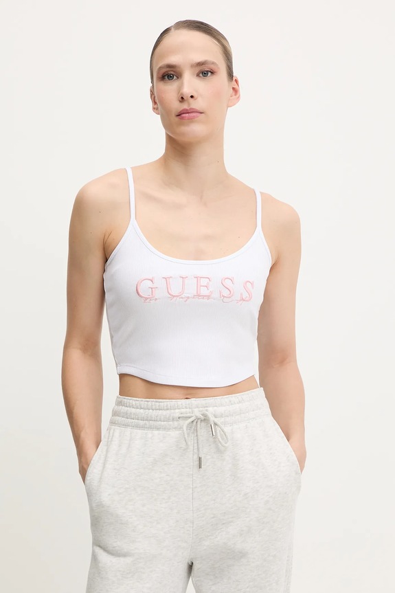 Guess top SUNFLOWER applique bianco V5GP16.K8RT2