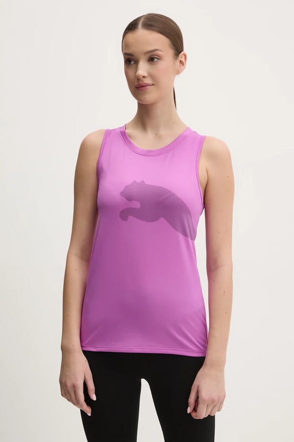 Puma top treningowy Train All Day Big Logo regular fioletowy 526672