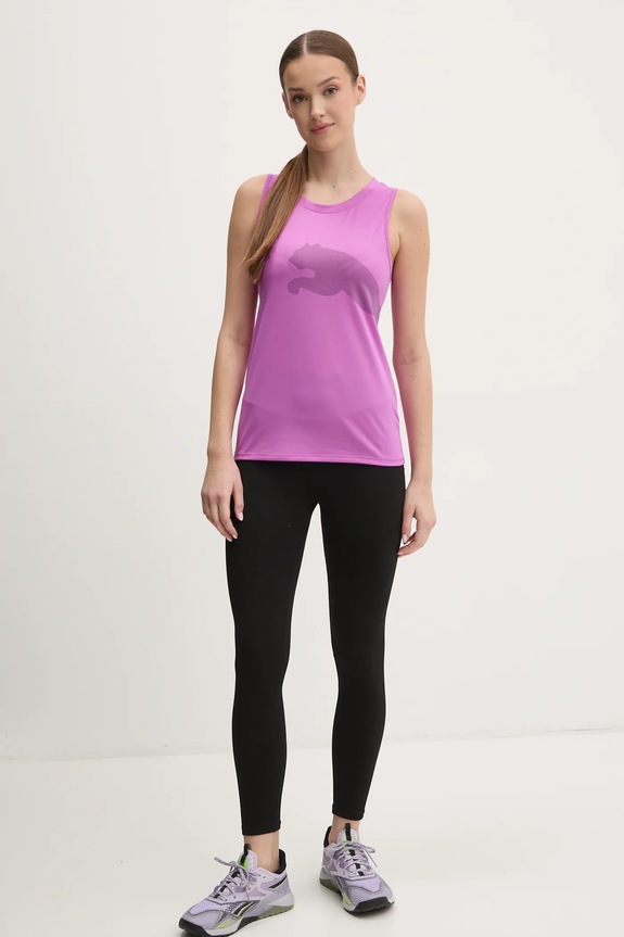 Puma top treningowy Train All Day Big Logo 526672 fioletowy SS25