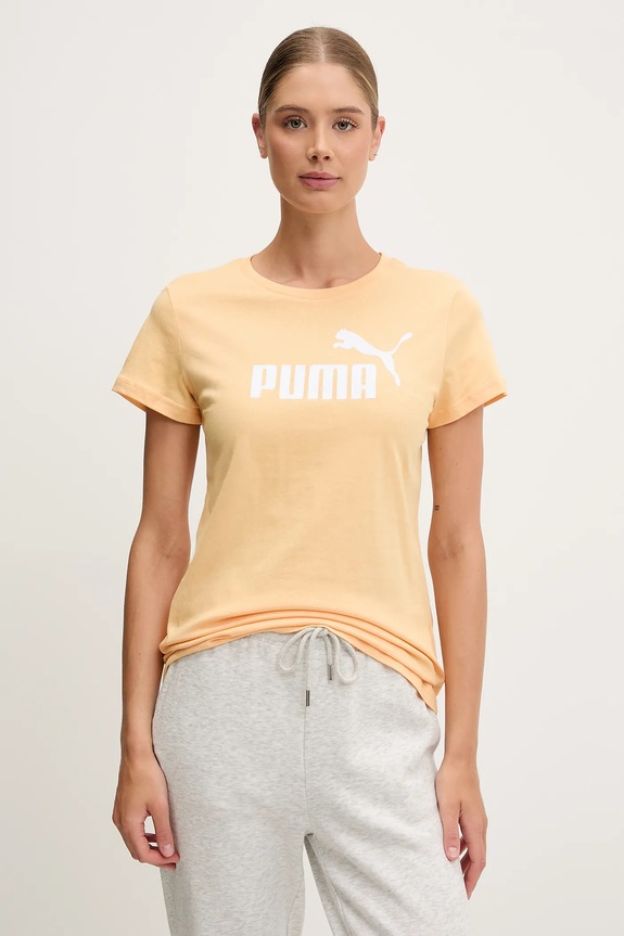 Bavlněné tričko Puma potisk oranžová 682371.