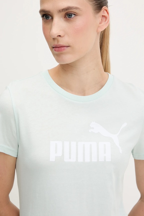 Βαμβακερό μπλουζάκι Puma τιρκουάζ 682371.