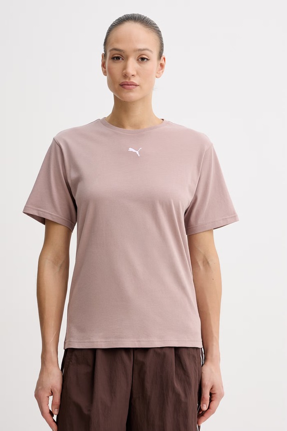 Puma női pamut póló Essential Relaxed bézs 684971