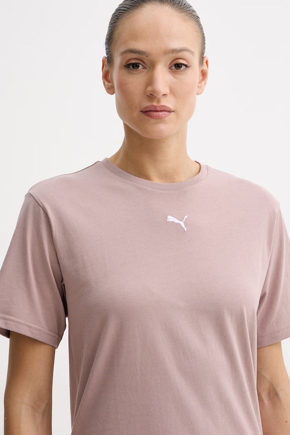 Puma női pamut póló Essential Relaxed bézs 684971