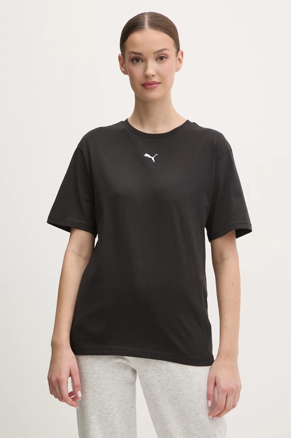 Puma T-shirt női pamut Essential Relaxed pamut fekete 684971