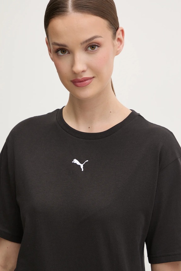 Puma T-shirt női pamut Essential Relaxed fekete 684971