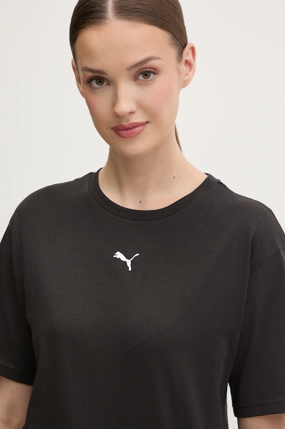 Puma T-shirt női pamut Essential Relaxed fekete 684971
