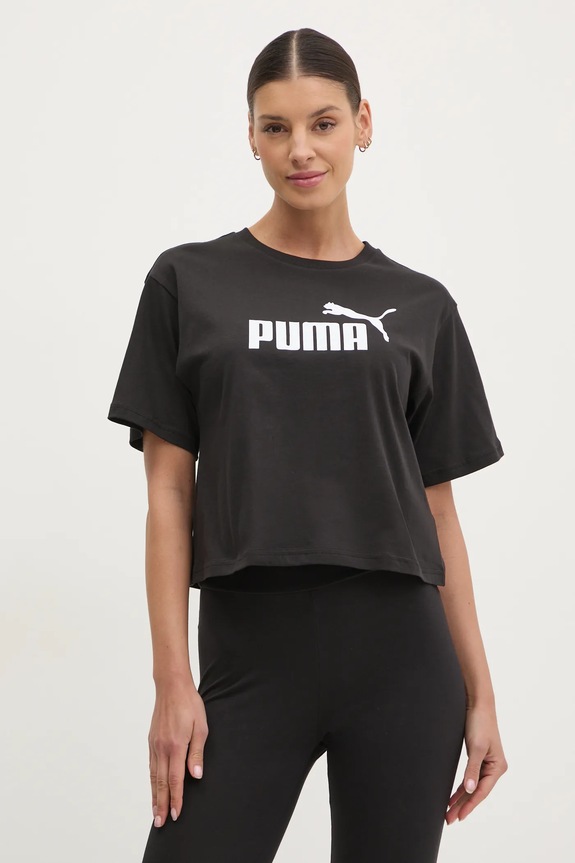 Bavlnené tričko Puma Essential Logo potlač čierna 684972