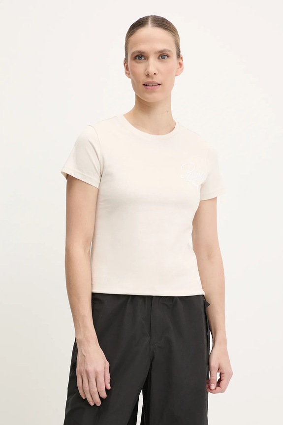 Βαμβακερό μπλουζάκι Puma βαμβάκι μπεζ 684982