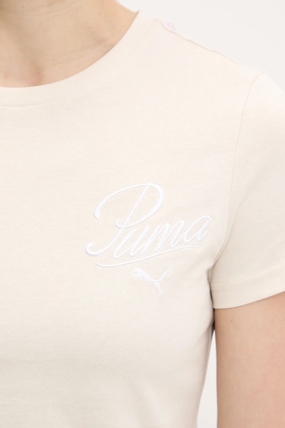 Βαμβακερό μπλουζάκι Puma 684982 μπεζ