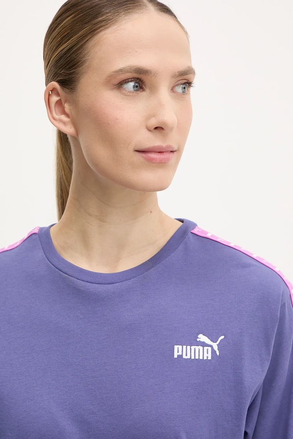 Βαμβακερό μπλουζάκι Puma μωβ 685009