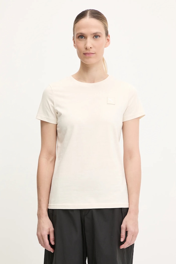 Βαμβακερό μπλουζάκι Puma κανονικό μπεζ 685016.