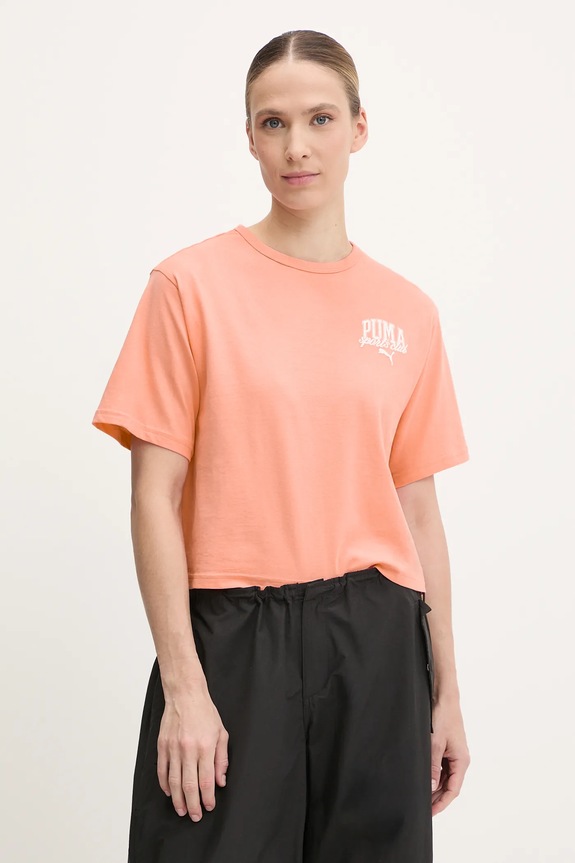 Puma t-shirt bawełniany nadruk pomarańczowy 685030