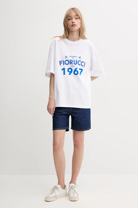 Fiorucci tricou din bumbac White Dreaming 1967 Print Boxy Fit T-Shirt W02SMTSH103CJ01WH08 alb SS25