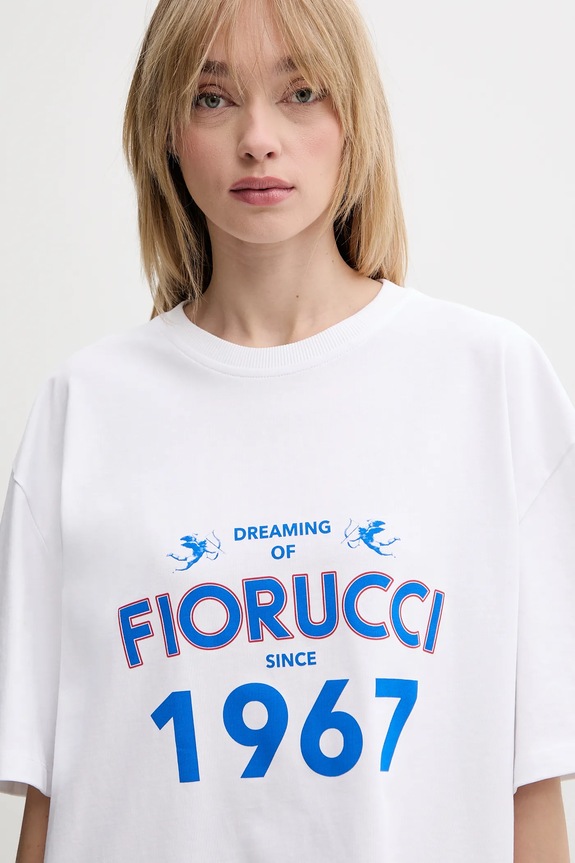 Fiorucci tricou din bumbac White Dreaming 1967 Print Boxy Fit T-Shirt alb W02SMTSH103CJ01WH08