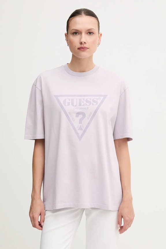 Bavlnené tričko Guess Originals relaxed fialová M5GI10.K8FQ4