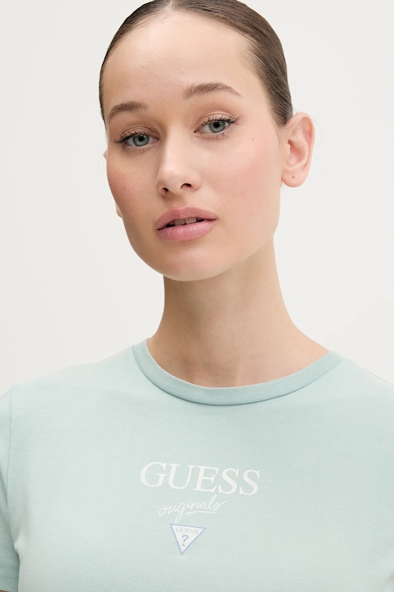 Хлопковая футболка Guess Originals W5GI56.J1314 зелёный AW25