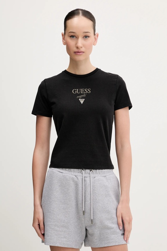 Guess Originals pamut póló elasztánnal fekete W5GI56.J1314