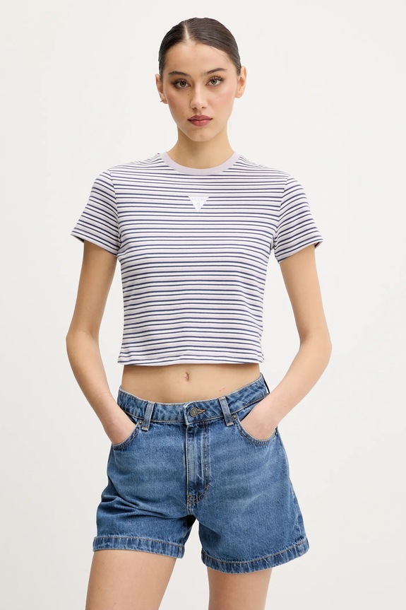 Μπλουζάκι Guess Originals ρίγες ροζ W5GI57.J1314