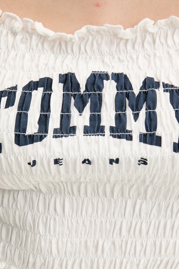 Tommy Jeans top din bumbac DW0DW20240 alb