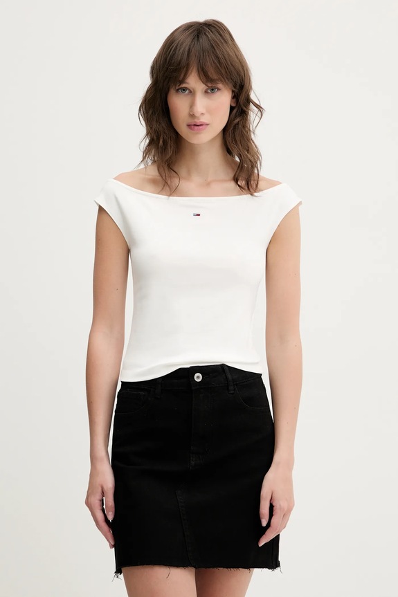 Tommy Jeans top uni alb DW0DW20234
