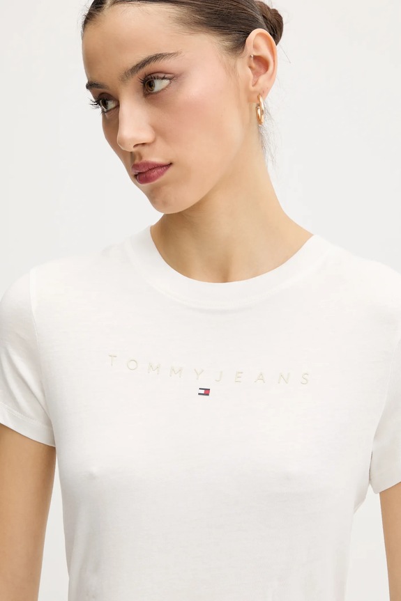 Bavlnené tričko Tommy Jeans biela DW0DW20315