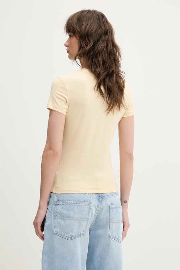 Pamučna majica Tommy Jeans DW0DW20315 zlatna SS25