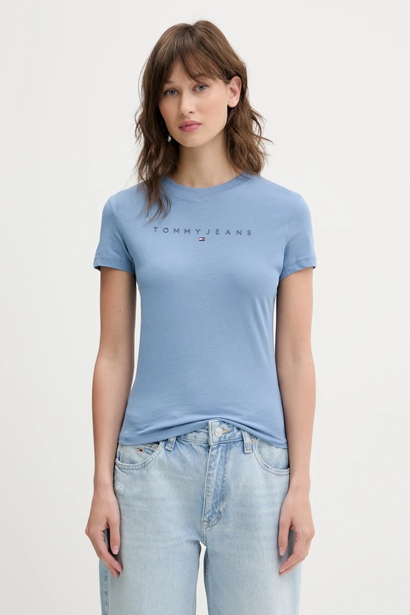 Tommy Jeans t-shirt bawełniany aplikacja niebieski DW0DW20315