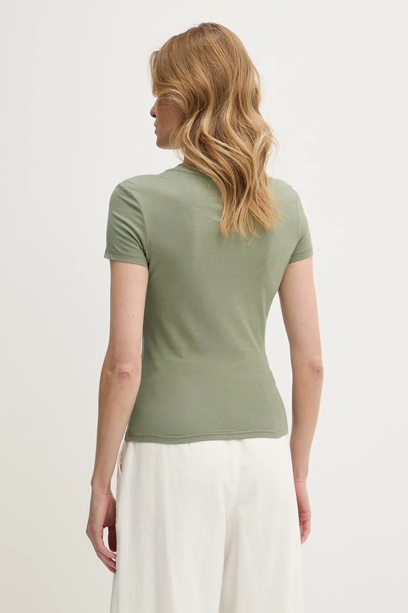 Bavlněné tričko Tommy Jeans DW0DW20315 zelená SS25