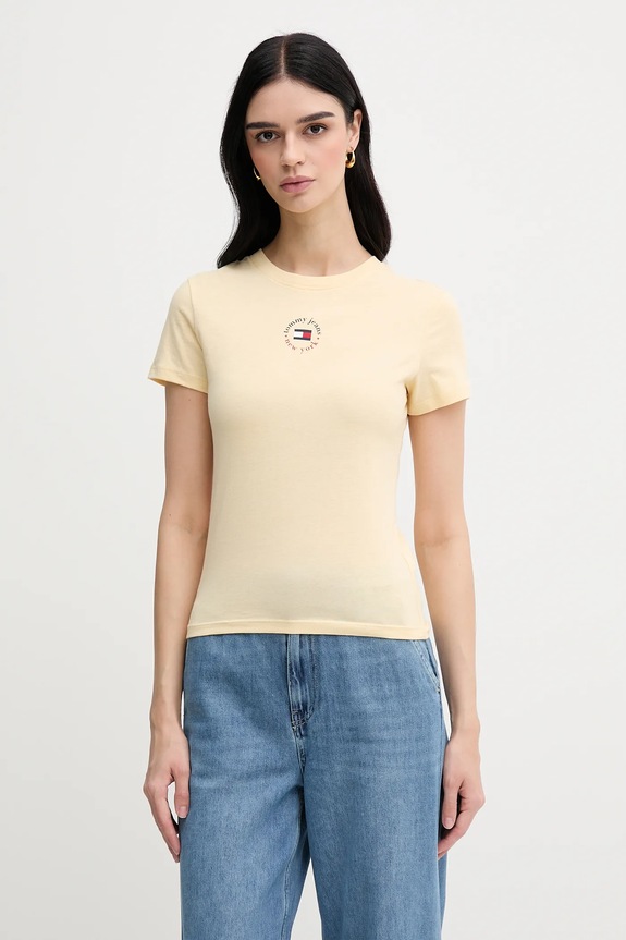 Μπλουζάκι Tommy Jeans στάμπα κίτρινο DW0DW20316