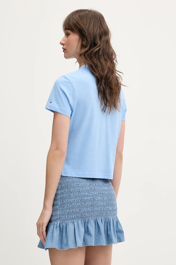 Bavlnené tričko Tommy Jeans DW0DW20317 modrá SS25