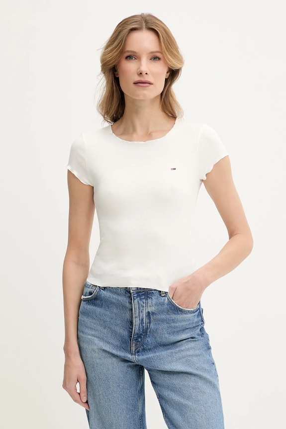 Tričko Tommy Jeans slim biela DW0DW20623