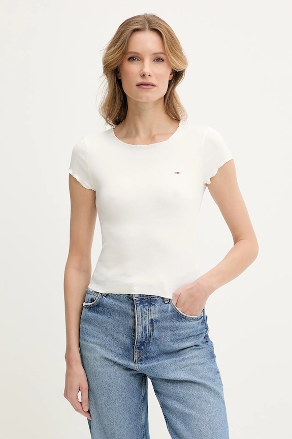 Tričko Tommy Jeans slim biela DW0DW20623