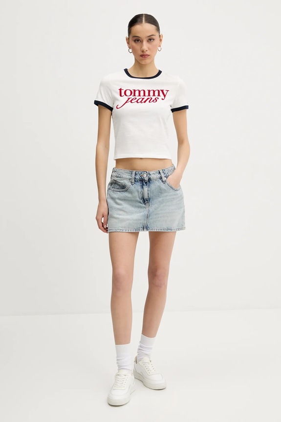 Tommy Jeans pamut póló DW0DW20631 fehér SS25
