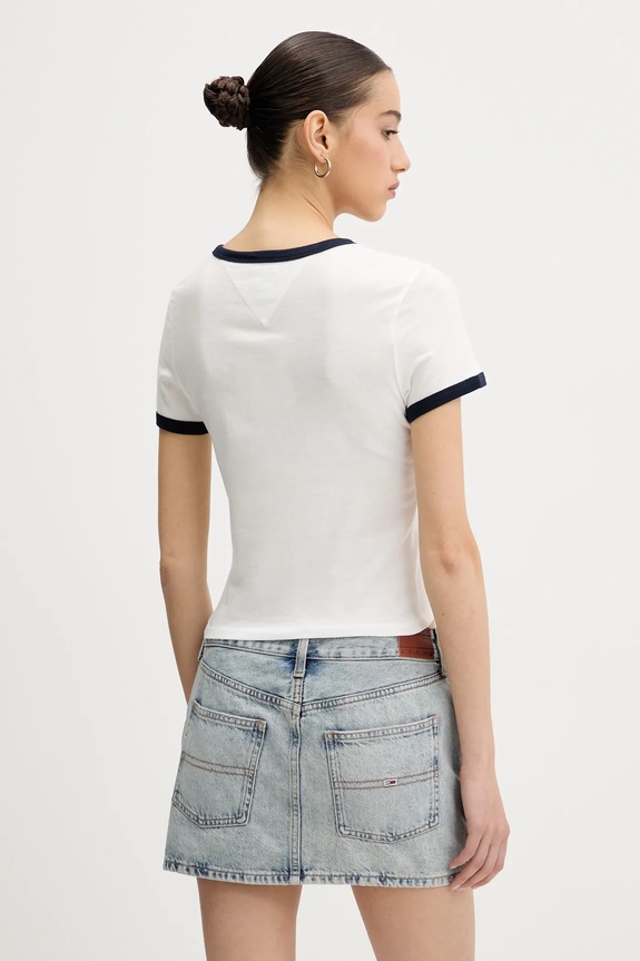 Ruházat Tommy Jeans pamut póló DW0DW20631 fehér