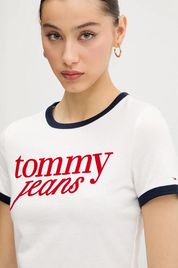 Tommy Jeans pamut póló fehér DW0DW20631