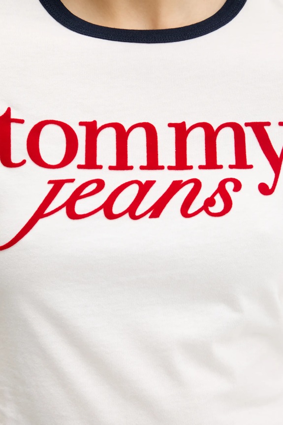 Tommy Jeans pamut póló DW0DW20631 fehér