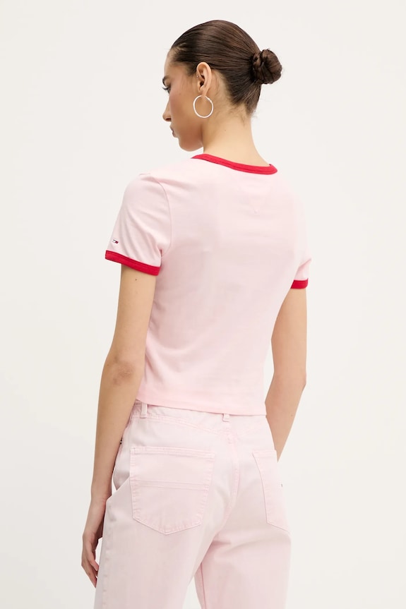 Ruházat Tommy Jeans pamut póló DW0DW20631 rózsaszín