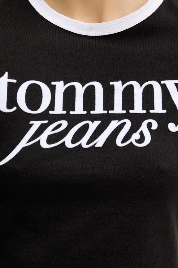 Tommy Jeans pamut póló DW0DW20631 fekete