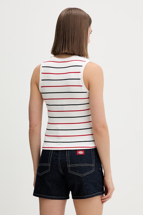Îmbrăcăminte Tommy Jeans top de damă din bumbac cu elastan DW0DW20673 alb