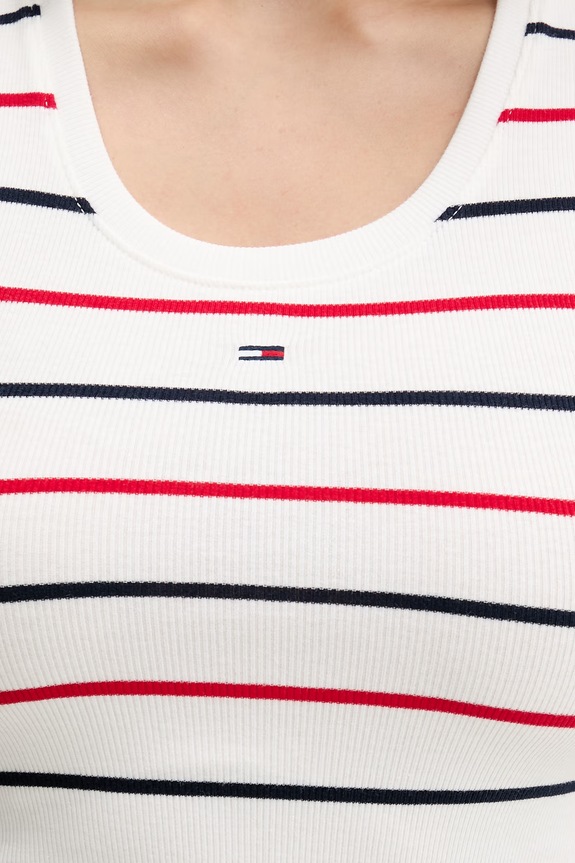 Tommy Jeans top de damă din bumbac cu elastan DW0DW20673 alb