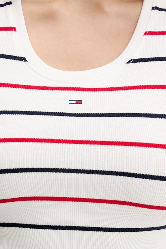 Tommy Jeans top de damă din bumbac cu elastan DW0DW20673 alb