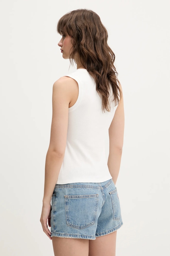 Tommy Jeans top bavlnený s elastanom DW0DW20673 biela SS26