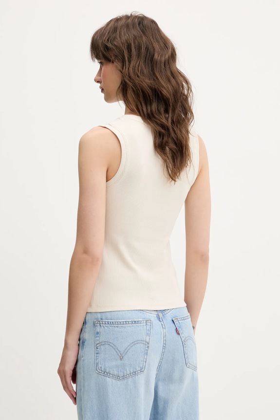 Tommy Jeans top bavlnený s elastanom DW0DW20673 béžová SS26